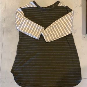 Green/Gray/White Stripe Shirt-Size Small